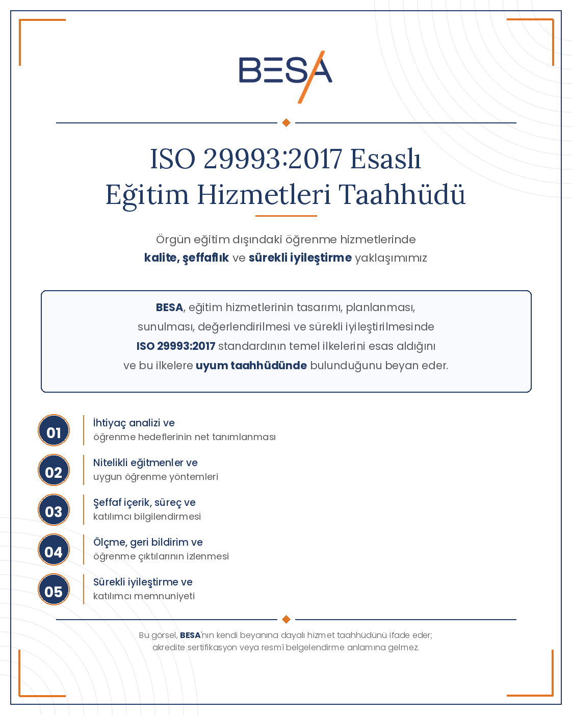 ISO 29993:2017 Eğitim Hizmetleri Kalite Taahhüdü